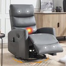 Manual Swivel Rocker Recliner Chair for Adults, Overstuffed Reclining Glider Chair for Nursing with Vibration Massage & Heat, Living Room Rocking Recliner 3-Stage backrest, Faux Leather Gray by CozyNest Decor