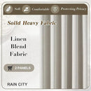 RAIN CITY Natural Birch 70 x 105 2 Panels Extra Wide Linen Blackout Curtains for Track System,Back Tab 70 Inch Wide Pleaetd Drapes with Hooks Room Divider Curtains for Patio Sliding Door Living Room by CozyNest Decor