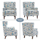 Lumibee Wingback Accent Chair, 2 Set High Back Floral Armchairs in Fabric,Comfy Upholstered Reading Single Sofa Chairs with Solid Wood Legs for Living Room,Bedroom,Office-Boho Blue by CozyNest Decor