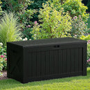 JUMMICO 120 Gallon Resin Deck Box, Large Outdoor Storage Box Waterproof & Lockable for Garden, Patio, Pools (Black) by CozyNest Decor