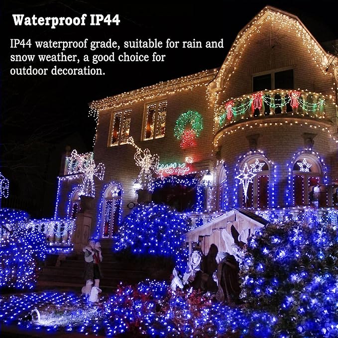 KNONEW 403ft 1000 LED String Lights Outdoor Christmas Light 8 Modes & Timer Fairy Lighting Plug in Waterproof for Xmas Yard Tree Wedding Party Holiday Decorations (Blue), photo 9 of 9