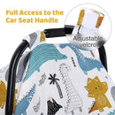 Rquite Dinosaurs Carseat Cover - Muslin Cotton Infant Car Seat Canopy, Breathable Baby Carrier Cover, Summer Stroller Sun Shade by TinyTreasures Baby Boutique