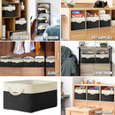 SIMPLE HOUSEWARE Large Fabric Storage Bin, 15.7" x 12" with Braided Handles, 3 Pack, Black by CozyNest Decor
