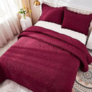 MarCielo 3-Piece 100% Cotton Oversized Bedspread Lightweight Quilt Coverlet Embroidery Farmhouse Bedding Set T0 (Wine Burgundy, Oversized Queen (100"x106")) by CozyNest Decor