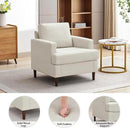 Mid-Century Accent Chair,Modern Linen Fabric Armchair for Living Room,Comfy Upholstered Reading Accent Chairs for Bedroom,Single Sofa Chair with Wood Legs (Beige, 1 Pack) by CozyNest Decor