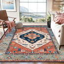 Lahome Area Rugs 9x12 Living Room - Boho Non-Slip Washable Rug Ultra-Thin Stain Resistant Large Carpet Throw Non Shedding Dining Room Mat, Oriental Print Carpet for Bedroom Guest Room (Rust, 9'x12') by TinyTreasures Baby Boutique