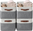 DECOMOMO Storage Bins Fabric Storage Baskets for Shelves, Linen Closet Organization Toys Nursery (Slate Grey and White, Large - 4 Pack) by CozyNest Decor