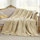 Amélie Home Chenille Knit Throw Blanket for Couch, Checkered Texture Decorative Soft Blanket for Sofa, Bed & Living Room, 50"x60", Beige by CozyNest Decor