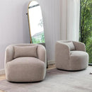 KINWELL 34" Wide Boucle Swivel Barrel Chairs Set of 2, No Assembly Round Upholstered Armchairs Accent Chairs Single Sofa Chair with Toss Pillow for Living Room and Bedroom, Taupe by CozyNest Decor