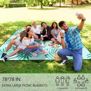 Picnic Blankets Waterproof Sandproof, 79''x79'' Extra Large Foldable & Portable Beach Blanket, 3-Layer Fabric Outdoor Mat for Family Camping, Park, Travel, Grass Lawn, Adults & Kids-Tropical Fern by TinyTreasures Baby Boutique