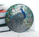 7.8'' Peacock Decor Suncatcher Stained Glass - Originally Designed Peacock Suncatchers for Sun Catchers Indoor Window | Gifts for Peacock Lovers Painted Glass Panel Decor Themed Gift by GreenHaven Gardens