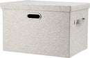 Large 17 36 Quart Collapsible Stackable Storage Bins with Lids, 1 Pack Beige Foldable Fabric Closet Storage Boxes with Lids, 4 Handles Toy Heavyduty Dark Gray Linen Storage Cube Box by TinyTreasures Baby Boutique