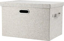 Large 17 36 Quart Collapsible Stackable Storage Bins with Lids, 1 Pack Beige Foldable Fabric Closet Storage Boxes with Lids, 4 Handles Toy Heavyduty Dark Gray Linen Storage Cube Box by CozyNest Decor