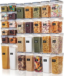 Vtopmart 32pcs Airtight Food Storage Containers Set, BPA Free Plastic Kitchen and Pantry Organization Canisters with Lids for Cereal, Dry Food, Flour and Sugar, Includes 32 Labels by CozyNest Decor