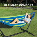 PNAEUT Double Hammocks with Stand for Outside, Portable Space Saving Heavy-Duty Steel Stand for Indoor Outdoor Patio with Carrying Bag, 450 lbs Capacity (Blue) by GreenHaven Gardens