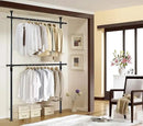 PRINCE HANGER Heavy Duty One Touch System Load 352LBS Clothing Racks for Hanging Clothes Metal Wardrobe Closet System Garment Tension Rod Free Standing Black Width Adjustable PHUS-0022 by CozyNest Decor
