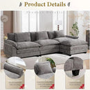 URRED Modular Sectional Sofa Comfy Cloud Couch, Modern Chenille Sofa Sleeper Deep Seat Couches with Ottoman/Pillows for Living Room (Gray, 117''- L Shape) by CozyNest Decor