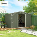 Outsunny 9' x 6' Outdoor Storage Shed, Garden Tool Metal Shed with Foundation Kit, Double Lockable Door, Air Vents and Sloping Roof, for Backyard, Patio, Lawn, Green by GreenHaven Gardens