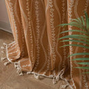 Sutuo Home Boho Curtains for Bedroom Dining Room 96 Inches Long, Printed Cotton Linen Rod Pocket Vintage Farmhouse Bohemian Tassels Window Treatment, 1 Panel 59" W x 96" L, Terracotta Stripe Florals by CozyNest Decor