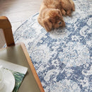 jinchan Round Rug 6ft Area Rugs Vintage Floral Distressed Design - Machine Washable Non-Slip Low-Pile Ultra-Thin Circle Rug for Entryway Bedside Living Room Dining Room Bedroom (6' Round,Dark Blue) by TinyTreasures Baby Boutique