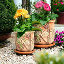 Ceramic Pot with Drainage Hole and Saucer, Plant Pots, Modern Decorative Planters for House Plants Indoor Flowers Plants, Cute Flower Pot - Gifts (Ladybugs (1.6 L)) by CozyNest Decor