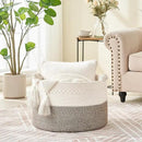 KAKAMAY Large Blanket Basket (20"x13"),Woven Baskets for storage Baby Laundry Hamper, Cotton Rope Blanket Basket for Living Room, Laundry, Nursery, Pillows, Baby Toy chest (White/Beige) by GreenHaven Gardens