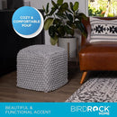 BIRDROCK HOME Buds Pouf Foot Stool Ottoman - Knit Bean Bag Floor Chair - Cotton Braided Cord - Great for The Living Room, Bedroom and Kids Room - Small Furniture (Grey - Buds) by CozyNest Decor