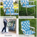 Lawn Chair USA Folding Aluminum Outdoor Patio Lawn Chair | Heavy-Duty Webbed Chairs for Camping, Sports, Beach, Yard & Tailgating | Lightweight Portable | Classic - Tan Stripe with White Arms by GreenHaven Gardens