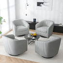 Swivel Barrel Accent Chair, Modern Round Chenille Fabric Arm Chair for Living Room, Bedroom, Comfy Club Reading Chairs for Adults（Chenille Fabric, Light Grey, Set of 4 by CozyNest Decor