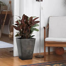 KOL 18''H. Bright Glazed Planter with Drainage Hole, Set of 2, Galvanized Steel Planter Pots for Indoor & Outdoor Use, Decorative Flower Plant Pots for Front Porch, Patio, Deck - Black by CozyNest Decor