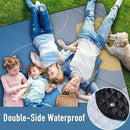 PY SUPER MODE Picnic Blankets Extra Large, Waterproof Foldable Outdoor Beach Blanket Oversized 83x79” Sandproof, 3-Layer Picnic Mat for Camping, Hiking, Travel, Park, Concerts(Abstract Blue) by TinyTreasures Baby Boutique