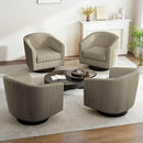 Swivel Barrel Accent Chair, Modern Round Corduroy Fabric Arm Chair for Living Room, Bedroom, Comfy Club Reading Chairs for Adults (Corduroy Camel, Set of 4) by CozyNest Decor