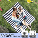 HX&OD Outdoor Picnic Blanket Extra Large, 80”x60” Waterproof Picnic Mat Foldable Camping Blanket Portable with Carry Strap for Beach Mat (Bule) by TinyTreasures Baby Boutique