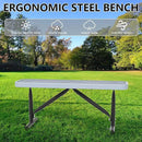 48" L Outdoor Steel Flat Bench, Heavy Duty Metal Park Bench for Outside, Expanded Metal, Commercial Benches Mesh Bench for Shopping Mall, Store, Lawn, Park, Patio, Deck, Garden (Grey, 4FT) by GreenHaven Gardens