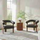 VKNOW Accent Chair Living Room Chair Set of 2, Modern Upholstered Armchair with Solid Wood Legs, Comfy Barrel Arm Chairs for Living Room Bedroom, Sage Green by CozyNest Decor