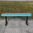 4 Feet Heavy Duty Metal Park Bench for Outside, Outdoor Bench with Portable Frame, Commercial Benches for Shopping Mall, Store, Park, Patio, Deck, Blue by GreenHaven Gardens