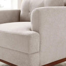 Modern Accent Chair with Terry Fabric, Upholstered Armchair with Spring Package Cushion & Solid Wood Frame, Comfy Lounge Chair for Living Room, Bedroom, or Reading Corner, Terry, Camel by CozyNest Decor