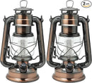 YAKii LED Vintage Lantern Metal Hanging Hurricane 12 LED Dimmer Switch Warm White Battery Operated Power Outage Indoor Camping Lighting Outdoor Brooklyn (Copper 2 Pack) by CozyNest Decor