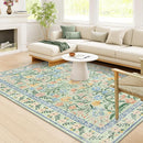 Wonnitar Boho Washable Rugs 8x10, Large Floral Rugs for Bedroom, 8 x 10 Soft Green Living Room Carpet, Non Slip Ultra-Thin Carpet for Kids Playroom Dorm Dining Room by TinyTreasures Baby Boutique