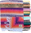 Del Mex Classic Mexican Blanket, Large Authentic Woven Falsa Throw (70"x50"), Artisan Southwest Décor for Beach, Yoga, Outdoors (Pink/Orange) by CozyNest Decor