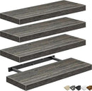 QEEIG Floating Shelves for Wall Bathroom Shelf Bedroom Kitchen Living Room Farmhouse Small Book Shelf 16 inch Set of 4, Grey (015-GY4) by CozyNest Decor