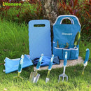 Blue Garden Tool Sets 12-Piece, Aluminum Gardening Hand Tools w/Ergonomic Handle, Garden Supplies Organizer Handbag, Kneeling Pad, Apron and Gloves, Gift for Women, Garden Starter Kit for Women by GreenHaven Gardens