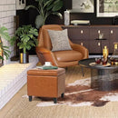 Adeco 17.7" Leather Cube Storage Orange Ottomans for Living Room by CozyNest Decor