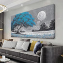 TAIJXAGSG Wall Art For Living Room Blue Tree Moon Canvas Art Wall Decor Artwork Print Painting 20" X 40" Canvas Picture For Bedroom Decor Modern Salon Kitchen Office Hang A Picture by CozyNest Decor