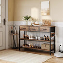 Lulive Entryway Table with Power Outlets, Console Table with 3 Fabric Drawers, Sofa Table for Living Room, Hallway, Couch, Foyer, Height Adjustable (Rustic Brown, 43") by CozyNest Decor