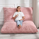 Hobestluk 3 in 1 Bean Bag Chair Giant Bean Bag Chairs for Adults with Chevron Plush Fur Cover Convertible Bean Bag Floor Cushion with Machine Washable Cover for Living Room (Chevron Plush Pink) by CozyNest Decor