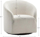 KINWELL 32" Wide Modern Boucle Swivel Barrel Chairs Set of 2, No Assembly Round Upholstered Swivel Accent Armchairs for Living Room, Bedroom (White) by CozyNest Decor