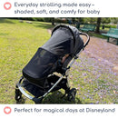 Stroller Sun Shade - Universal UV Protection Cover for Strollers Sunshade with See Through, Clip-On Sun Blocker, Sun Shield for Baby, Breathable Adjustable Fit, Full Coverage, L Black by TinyTreasures Baby Boutique