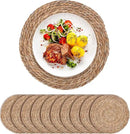 Defined Deco Woven Placemats Set of 10,13.5" Round Rattan Placemats,Farmhouse Weave Rustic Braided Wicker Table Mats for Dining Table Home Wedding by CozyNest Decor