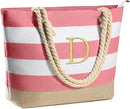 YOOLIFE Initial Canvas Waterproof Beach Tote Bag Zipper Personalized Gifts for Women Her Birthday Travel Beach Essential by TinyTreasures Baby Boutique